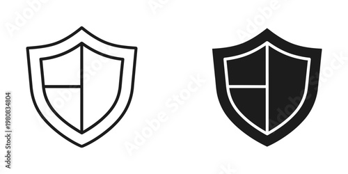 Comparison of a white and black shield with a cross emblem design