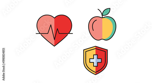 Health App Icon Line art creative graphic abstract vector