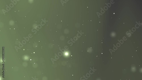 Abstract green bokeh background with floating light particles
