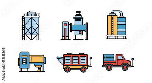 Grain Dryer Line art vector modern color shapes