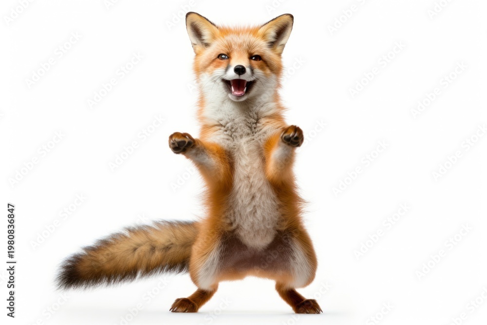 Fototapeta premium Happy smiling dancing fox wildlife mammal animal.