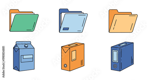 Carton Folder Line art vector creative colorful shapes illustration