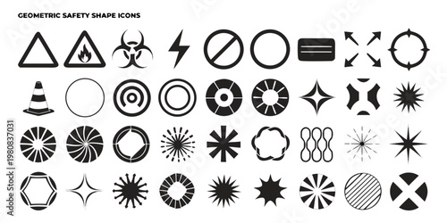 Geometric safety shape icons set for healthcare user interface kit