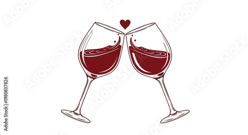 Two wine glasses clinking together, symbolizing love and celebration