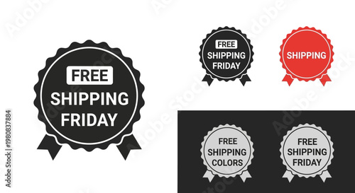 A set of free shipping friday logo illustration