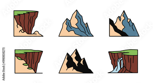 Cliff Peak Line art vector modern clean shapes illustration