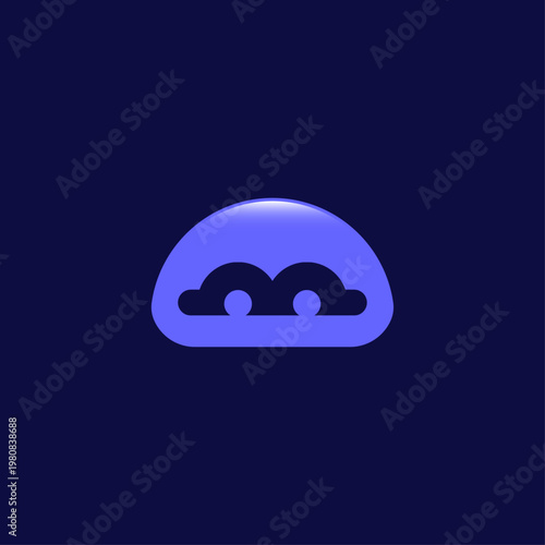 Playful Geometric Creature Eye Icon for Gaming and Social App Identity. AI Robot Logo. 