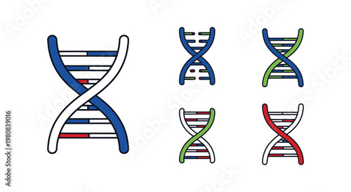 DNA Line art vector set minimal abstract design illustration