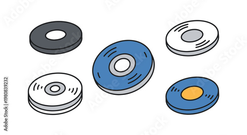 Flap Disc Line art vector set minimal abstract shape illustration