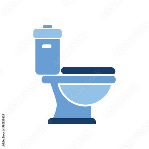 Toilet vector icon with two tone color in flat design style isolated on white background, water closet sign, lavatory symbol for hygiene and sanitation.