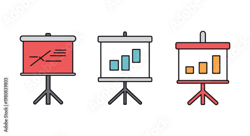 Flip Chart Stand Line art minimal color shapes vector