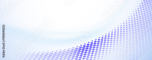 Minimalist purple halftone dot wave on clean white background