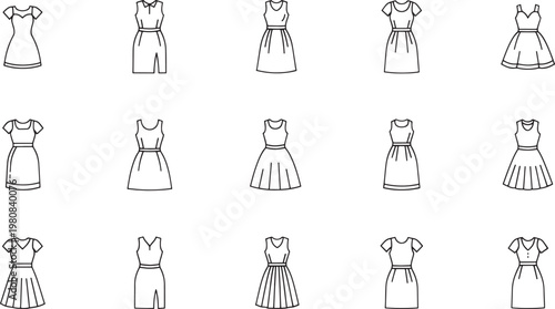Black and white of women in various dresses and poses fashion silhouettes 1