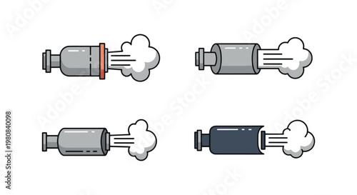 Exhaust pipe smoke Line art simple decorative abstract vector
