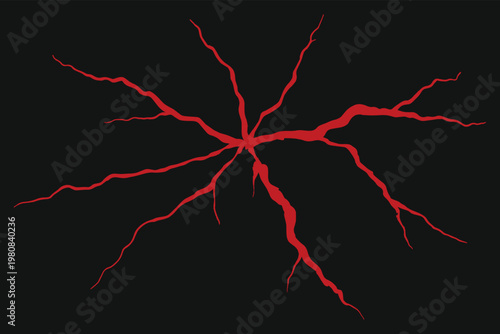 Dramatic crack burst illustration on dark background for horror design, impact effect art, game UI overlay, and apocalyptic creative project content