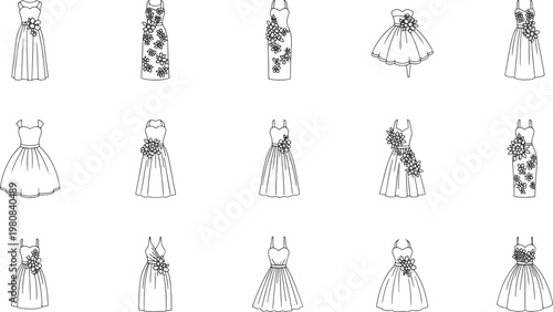 Black and white of women's dresses and tops with floral patterns women's fashion