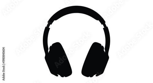 Black headphones shown in a stark minimalist design as a silhouette