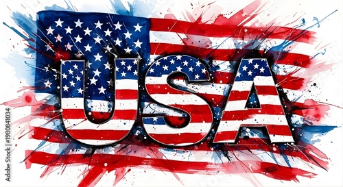 Patriotic flag day watercolor usa flag art for national celebration