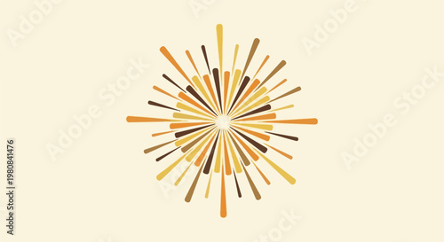 Abstract burst of warm-toned lines radiating from a central point