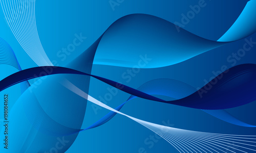 blue striped lines wave curves on soft gradient modern abstract background