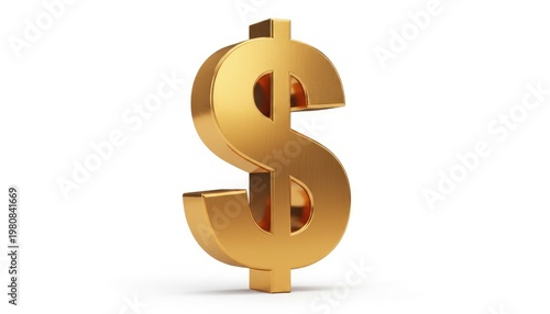 A 3d golden dollar sign render serves as a premium finance icon representing wealth, investment, and the USA currency symbol for business and banking in the global economy