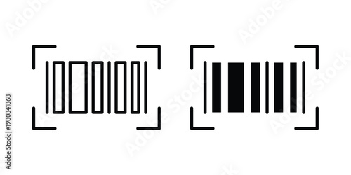 Barcode read icon set vector symbol in black filled and stroke style