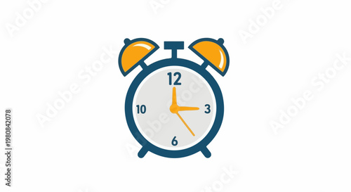 A vintage alarm clock, with blue body and orange bells, shows 255