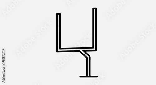 A stylized, black line drawing of a football goalpost on a grey background