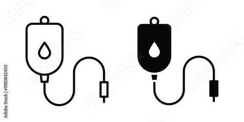 Blood transfusion icon set vector symbol in black filled and stroke style