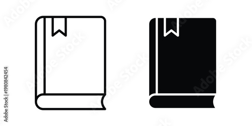 Book bookmark icon set vector symbol in black filled and stroke style