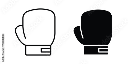 Boxing glove icon set vector symbol in black filled and stroke style