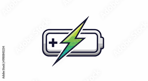 A stylized battery icon with a green lightning bolt indicating power
