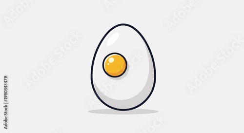 A white egg with a bright yellow yolk, simple cartoon style