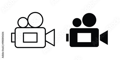 Camcorder icon set vector symbol in black filled and stroke style