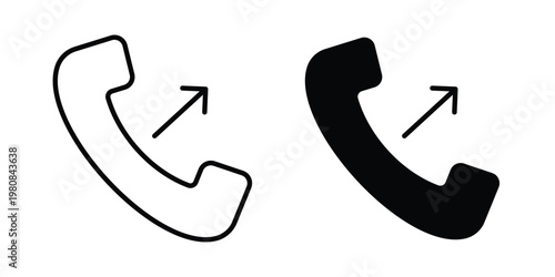 Call outgoing icon set vector symbol in black filled and stroke style