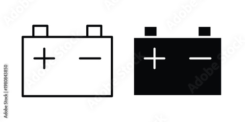 Car Battery icon set vector symbol in black filled and stroke style