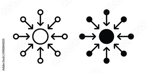 Картината върху платно Centralized icon set vector symbol in black filled and stroke style