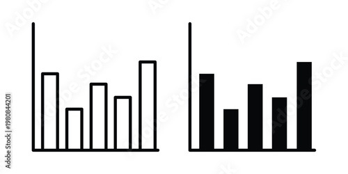 Chart histogram icon set vector symbol in black filled and stroke style