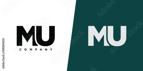 Letter M and U, MU logo design template. Minimal monogram initial based logotype.