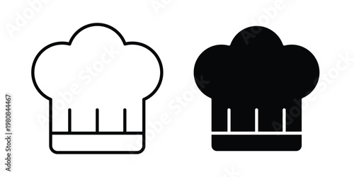Chef hat icon set vector symbol in black filled and stroke style