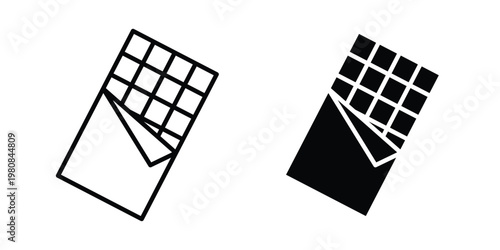 Chocolate icon set vector symbol in black filled and stroke style