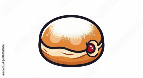 A sweet pastry with creamy filling, dusted with sugar, and a cherry accent