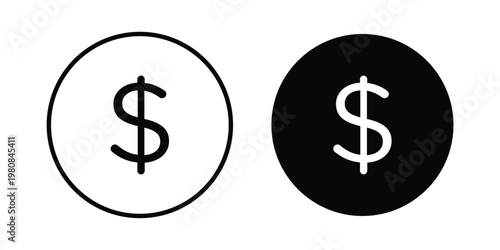 Coins icon set vector symbol in black filled and stroke style