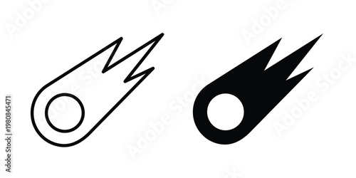 Comet icon set vector symbol in black filled and stroke style