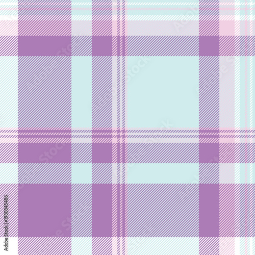 Pajamas pattern vector fabric, blank texture check textile. Overlayed seamless background tartan plaid in light and purple colors.