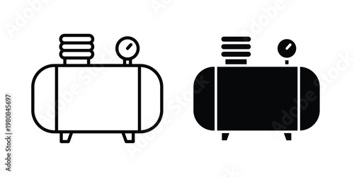 Compressor icon set vector symbol in black filled and stroke style