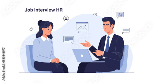 Job Interview HR: Candidate and Recruiter in Modern Office Meeting