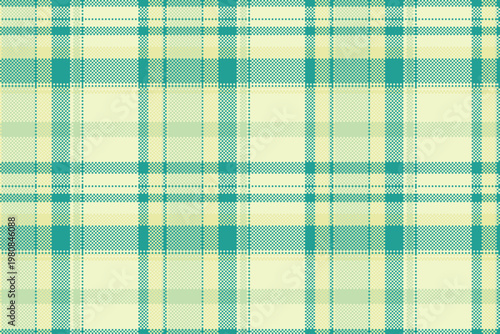 Basic texture plaid pattern, robe seamless background fabric. Patterned tartan vector check textile in light and teal colors.