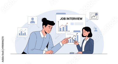 Job Interview Meeting: Discussing Career Growth and Performance Analytics