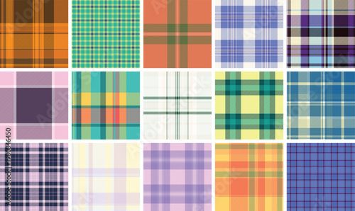 Plaid bundle featuring exclusive designs for ateliers and custom fashion. Vector patterns enhance garments, scarves, accessories, and digital mockups.